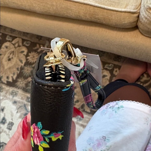 Betsey Johnson Black Wristlet with Pink and Green Floral Design - Picture 6 of 12